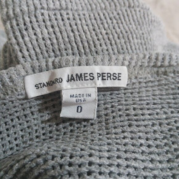 Standard James Perse | Grey Open Slub Waffle Knit Cotton Short Sleeve T-Shirt 0 - Picture 7 of 9